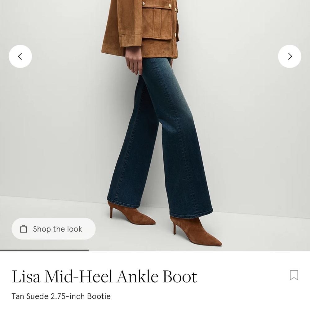 Lisa Mid-Heel Ankle Boot in Tan Suede